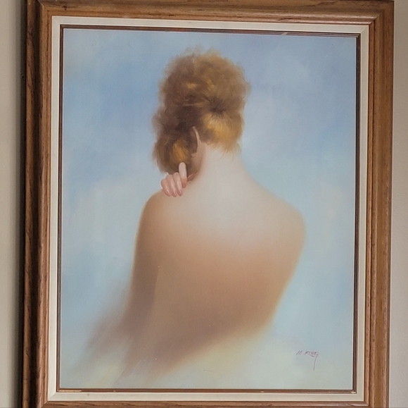 BEAUTIFUL VINTAGE 25X29 " FRAMED OIL ON CANVAS PAINTING SIGNED BY M. KING - Picture 2 of 14
